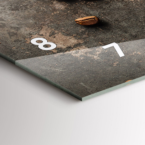 Ceas orizontale de perete din sticlă O pungă cu boabe de cafea