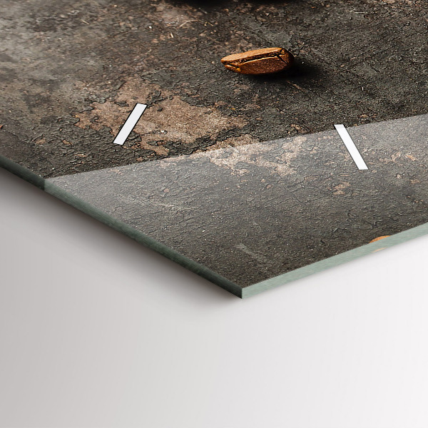 Ceas orizontale de perete din sticlă O pungă cu boabe de cafea