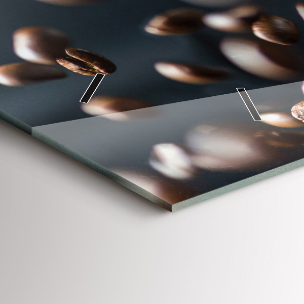 Ceas orizontale de perete din sticlă Boabe de cafea