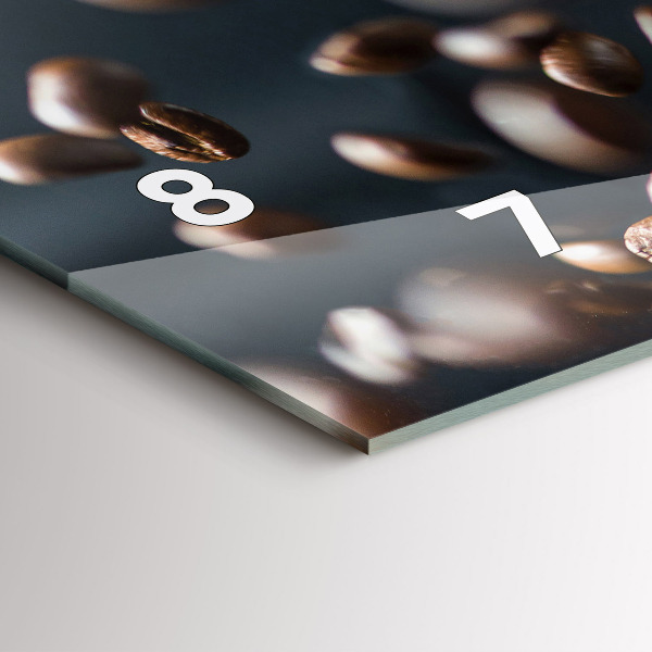 Ceas orizontale de perete din sticlă Boabe de cafea