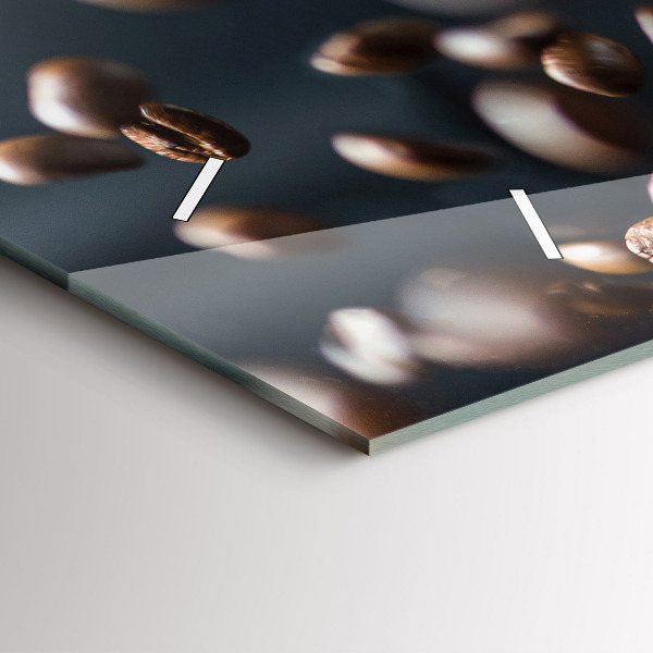 Ceas orizontale de perete din sticlă Boabe de cafea