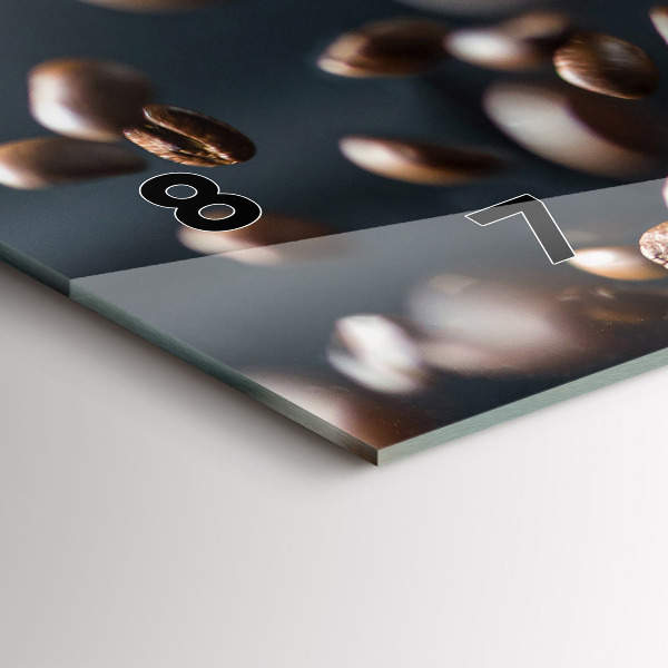 Ceas orizontale de perete din sticlă Boabe de cafea