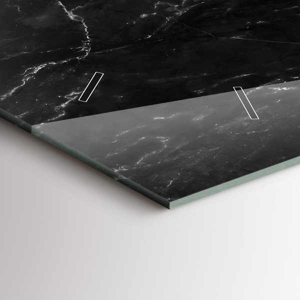 Ceas orizontale de perete din sticlă Marmură neagră