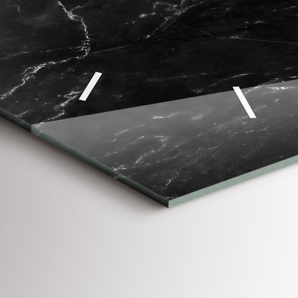 Ceas orizontale de perete din sticlă Marmură neagră