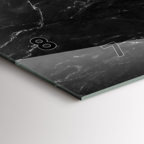 Ceas orizontale de perete din sticlă Marmură neagră