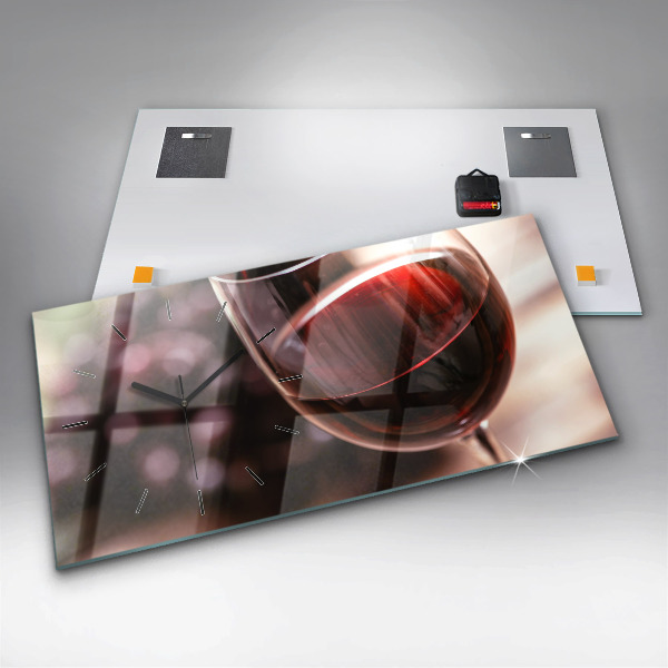 Ceas orizontale de perete din sticlă Un pahar de vin roșu