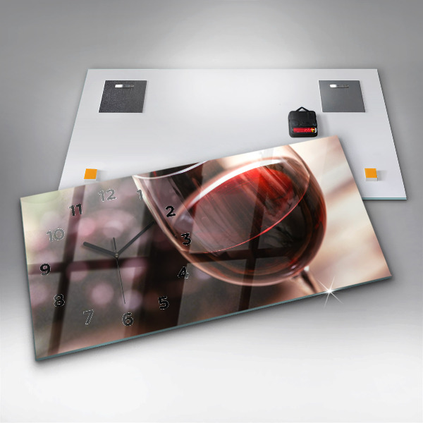Ceas orizontale de perete din sticlă Un pahar de vin roșu