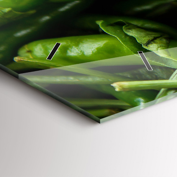 Ceas orizontale de perete din sticlă Ardei verde