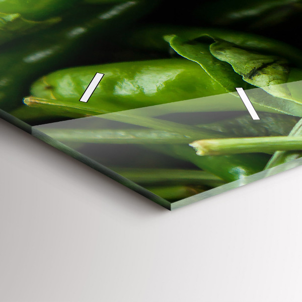 Ceas orizontale de perete din sticlă Ardei verde