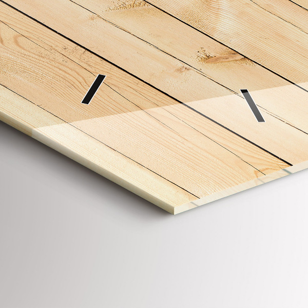 Ceas orizontale de perete din sticlă Scânduri de lemn