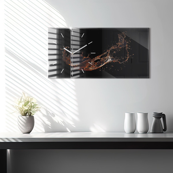 Ceas orizontale de perete din sticlă Băutură vărsată