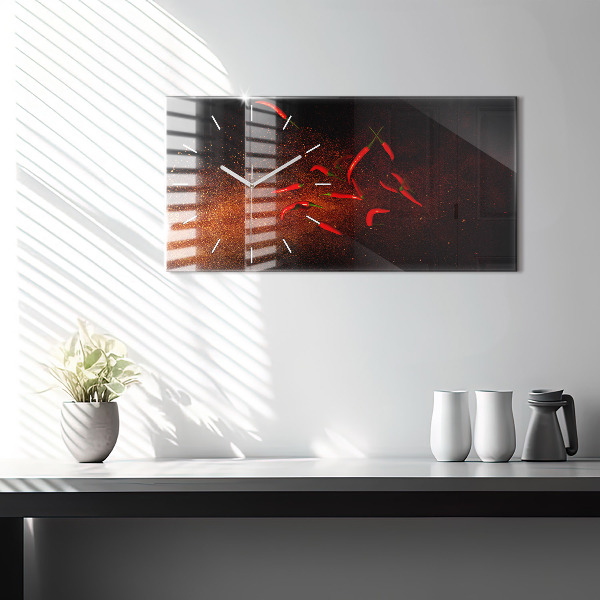 Ceas orizontale de perete din sticlă Ardei iute