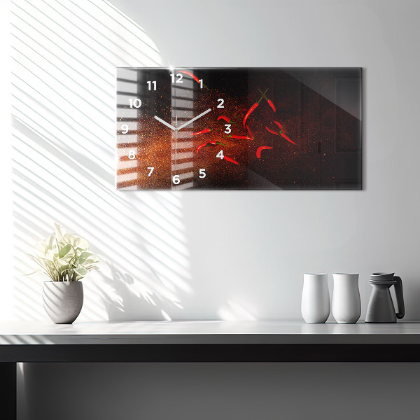 Ceas orizontale de perete din sticlă Ardei iute