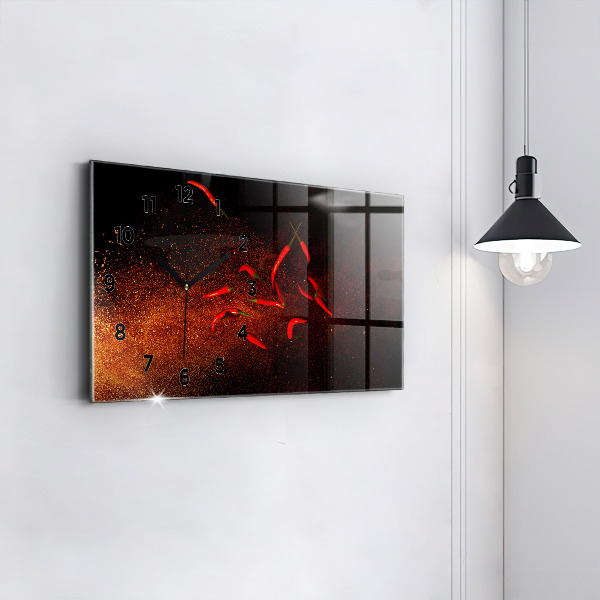 Ceas orizontale de perete din sticlă Ardei iute