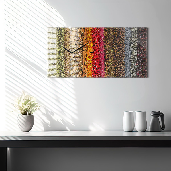 Ceas orizontale de perete din sticlă Rânduri de condimente