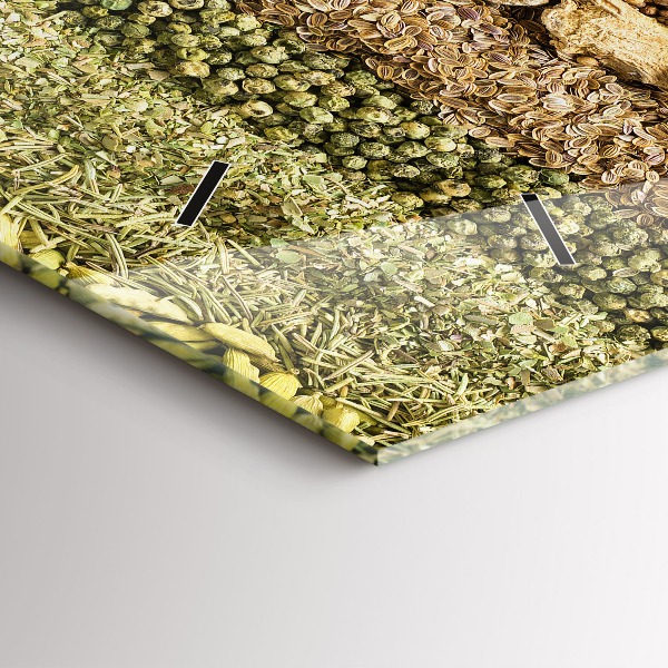 Ceas orizontale de perete din sticlă Rânduri de condimente