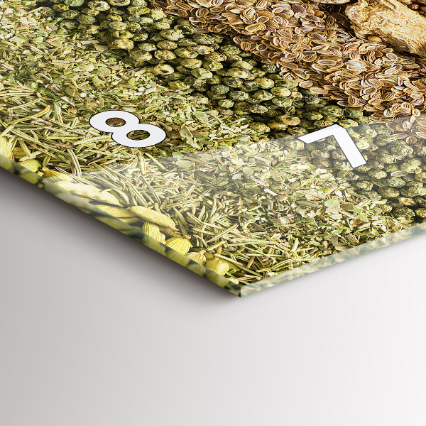 Ceas orizontale de perete din sticlă Rânduri de condimente