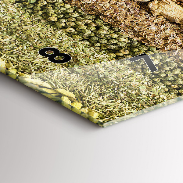 Ceas orizontale de perete din sticlă Rânduri de condimente