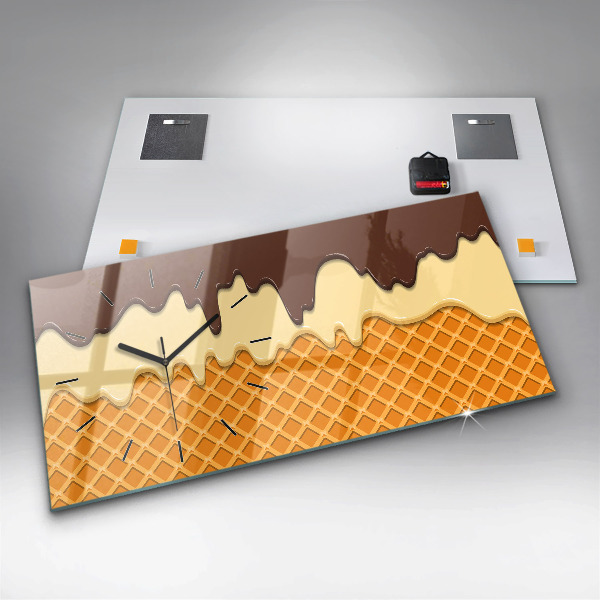 Ceas orizontale de perete din sticlă Vafe si inghetata