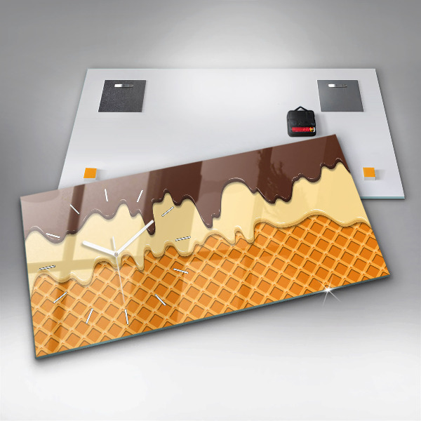 Ceas orizontale de perete din sticlă Vafe si inghetata