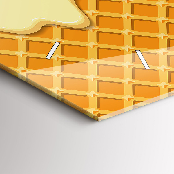 Ceas orizontale de perete din sticlă Vafe si inghetata