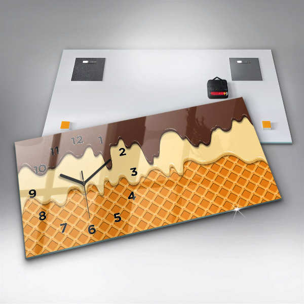 Ceas orizontale de perete din sticlă Vafe si inghetata