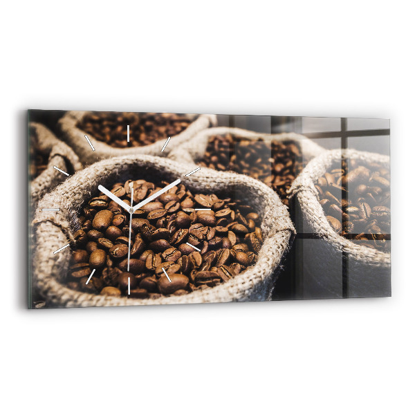 Ceas orizontale de perete din sticlă Pungi de cafea