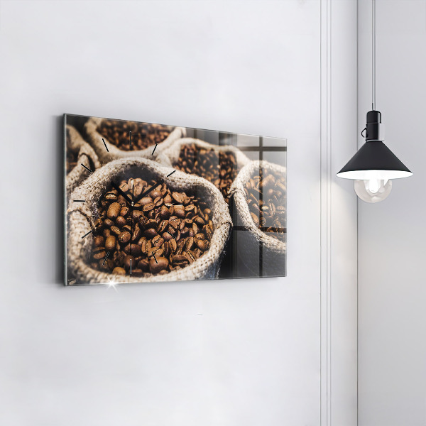 Ceas orizontale de perete din sticlă Pungi de cafea