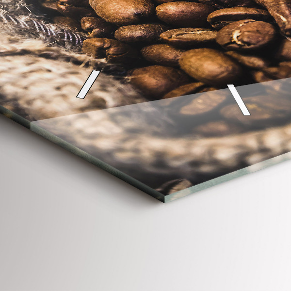 Ceas orizontale de perete din sticlă Pungi de cafea