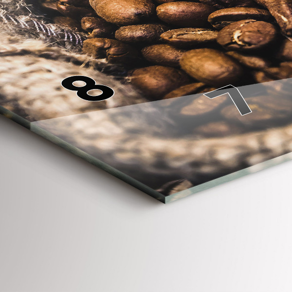 Ceas orizontale de perete din sticlă Pungi de cafea