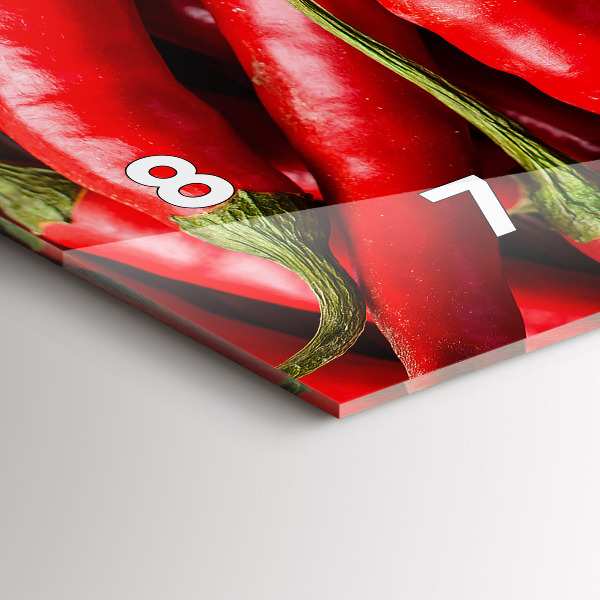 Ceas orizontale de perete din sticlă Ardei iute