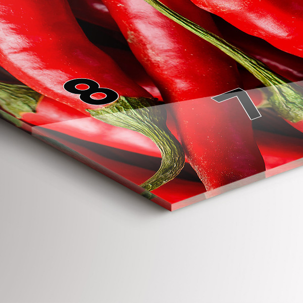 Ceas orizontale de perete din sticlă Ardei iute