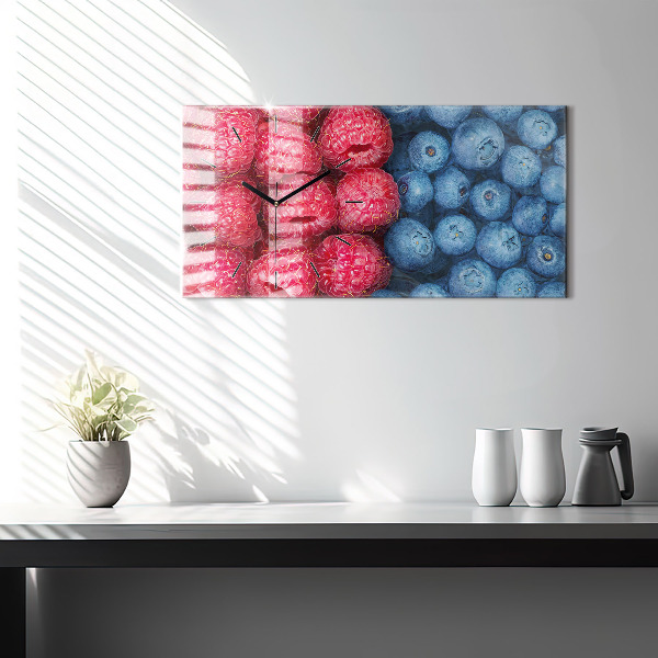 Ceas orizontale de perete din sticlă Afine și zmeură