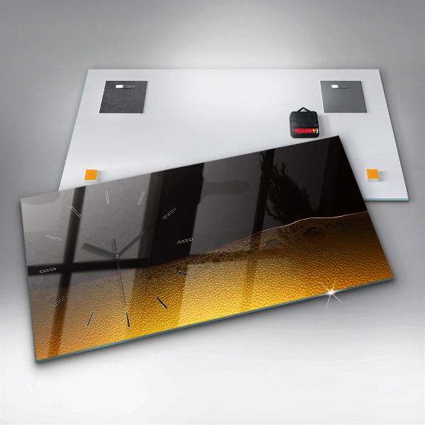 Ceas orizontale de perete din sticlă Suc de portocale