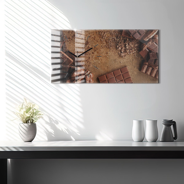 Ceas orizontale de perete din sticlă Batoane de ciocolată