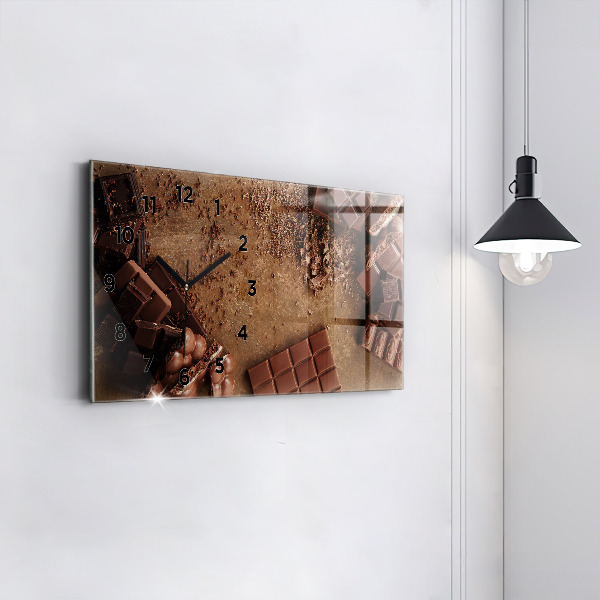 Ceas orizontale de perete din sticlă Batoane de ciocolată