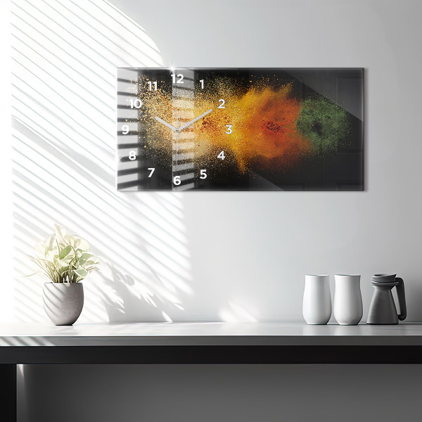 Ceas orizontale de perete din sticlă Condimentele vărsate