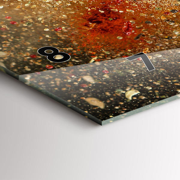 Ceas orizontale de perete din sticlă Abstracția din condimente