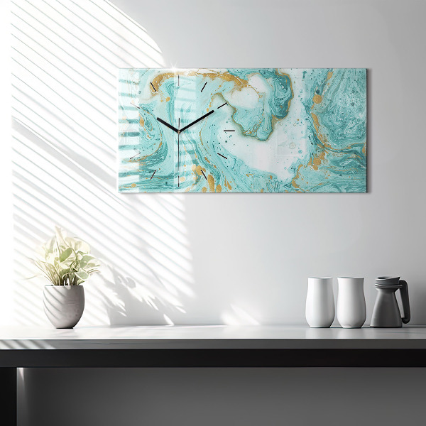 Ceas orizontale de perete din sticlă Textura marmură