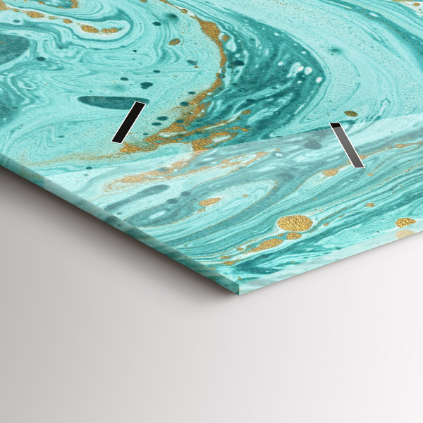 Ceas orizontale de perete din sticlă Textura marmură