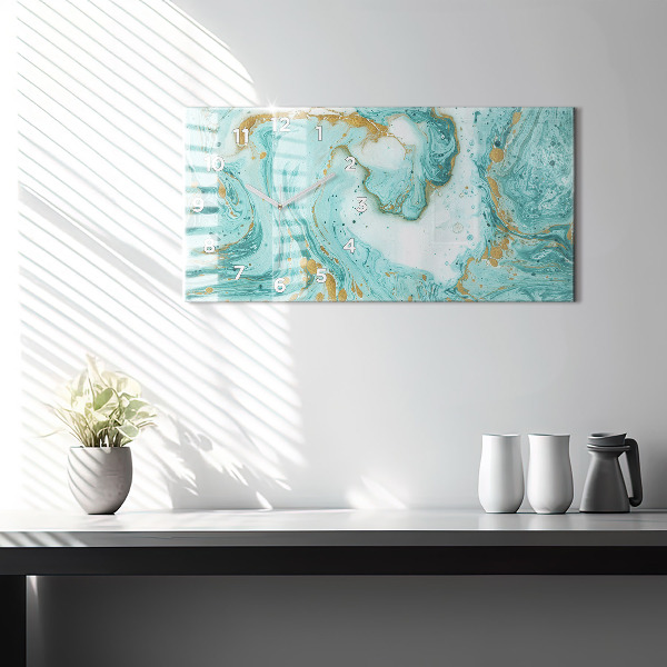 Ceas orizontale de perete din sticlă Textura marmură