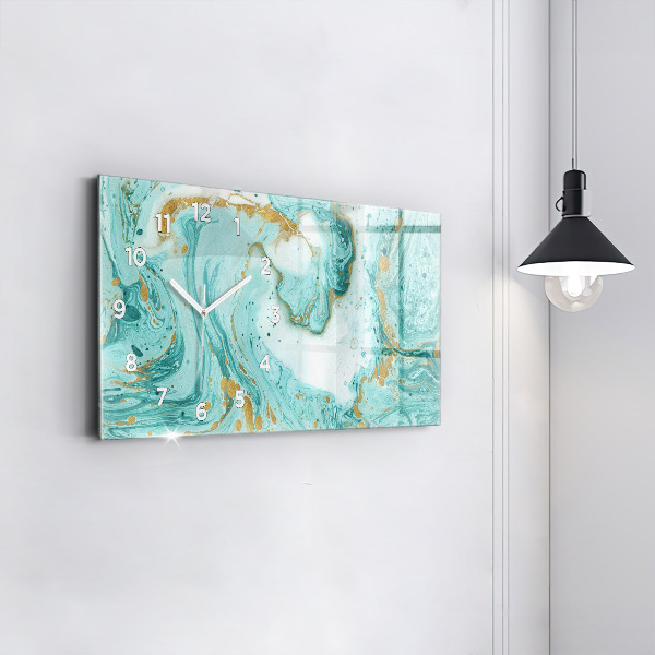 Ceas orizontale de perete din sticlă Textura marmură