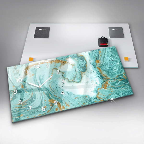 Ceas orizontale de perete din sticlă Textura marmură