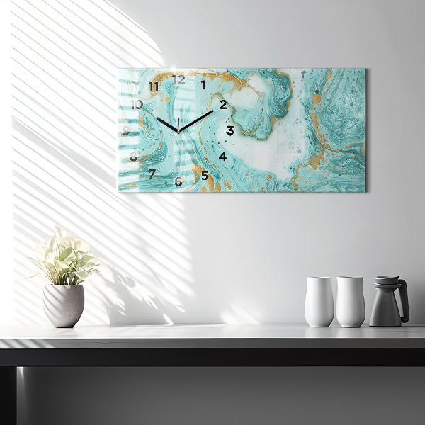Ceas orizontale de perete din sticlă Textura marmură
