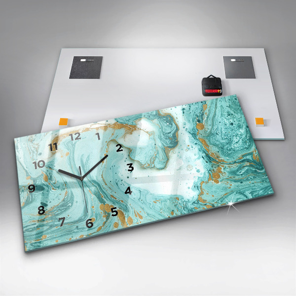 Ceas orizontale de perete din sticlă Textura marmură