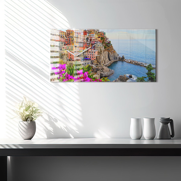 Ceas orizontale de perete din sticlă Coasta Cinque Terre