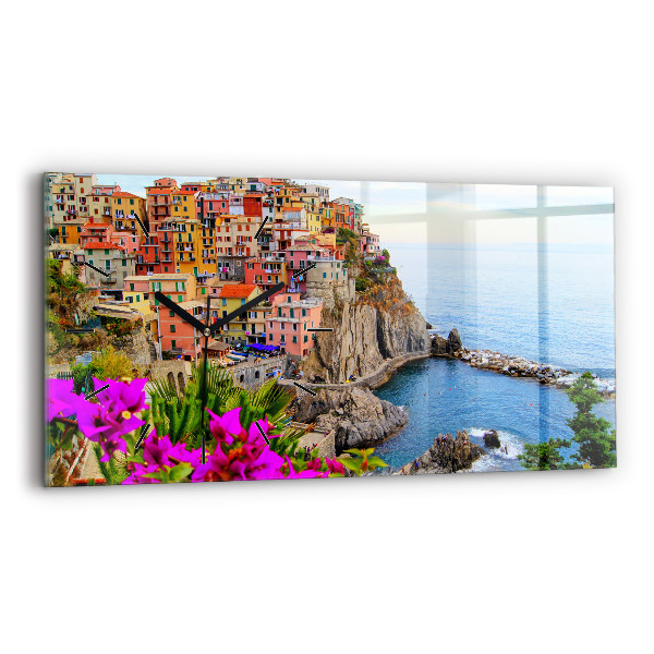 Ceas orizontale de perete din sticlă Coasta Cinque Terre