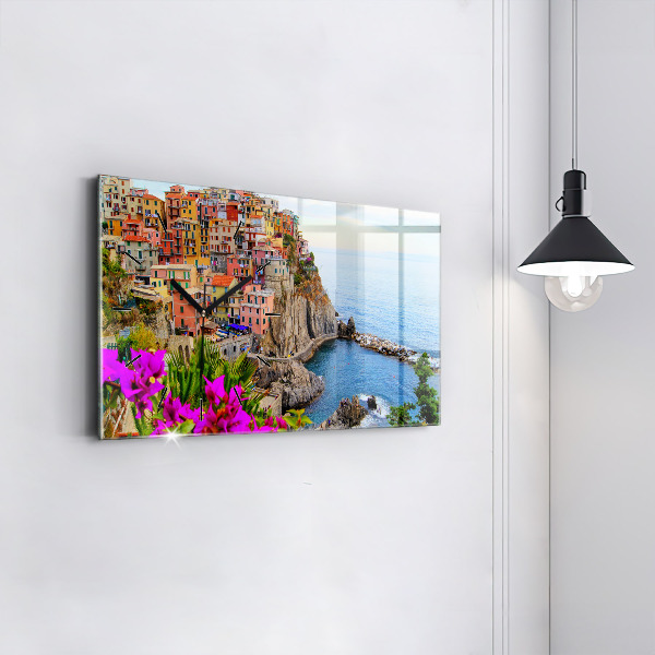 Ceas orizontale de perete din sticlă Coasta Cinque Terre