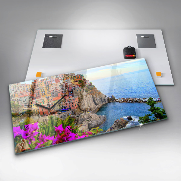Ceas orizontale de perete din sticlă Coasta Cinque Terre