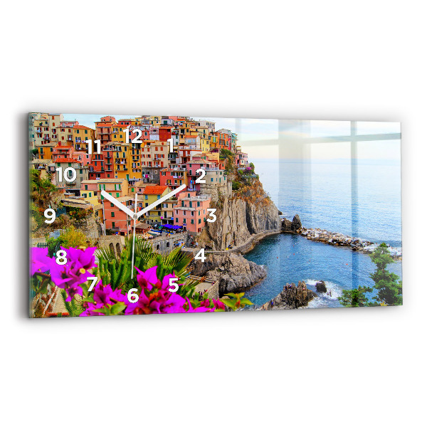Ceas orizontale de perete din sticlă Coasta Cinque Terre